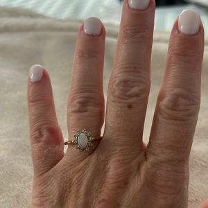 Opal & Diamond ring 14KT gold